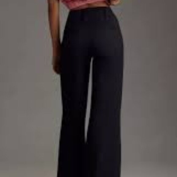 Maeve by Anthropologie Naomi classic wide leg flare black woman's pants size 8 - Picture 2 of 9